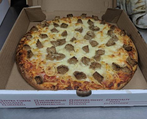 Spaghetti & Meatball Parm Pizza